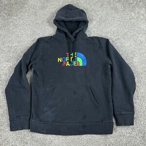 The North Face Hoodie Mens Medium Black Multicolor Half Dome Print Logo